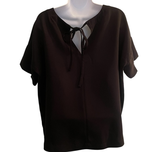 Madewell Crepe Premier Bow Back Top Black Size M Style F5653 Boxy Oversized Fit - Picture 4 of 7